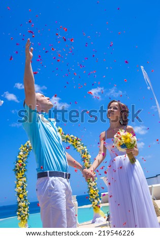 Wedding Ceremony at the Tropical Coast Line.Asia.