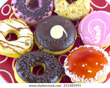 Picture of Donuts on yhe Plate with White Background, Isolation.