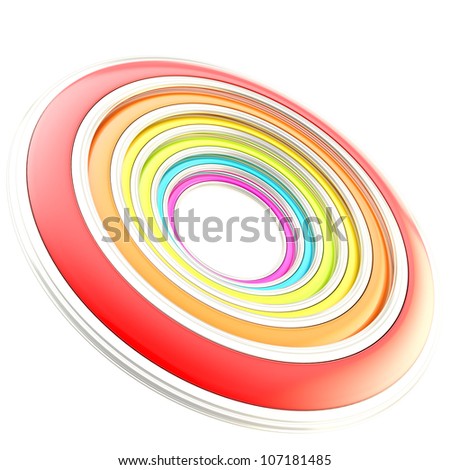 Copyspace circular round copyspace frame abstract background made of circle paths rainbow colored  isolated on white