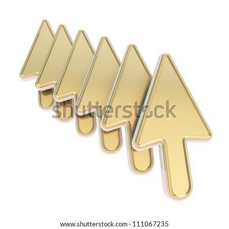 stock-photo-multiple-mouse-cursor-golden-pointers-in-a-row-isolated-on ...