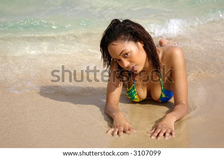stock photo : sexy swimsuit girl on beach