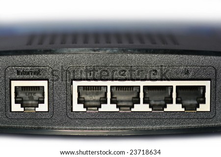 close-up of a wireless router isolated on white