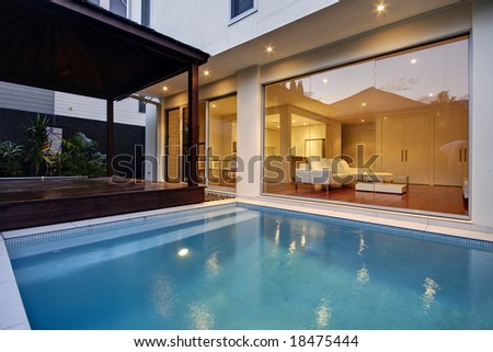 Pool area of a luxury terrace house