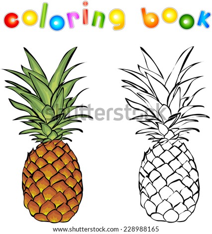Cartoon pineapple coloring book Vector illustration for children Cartoon pineapple coloring book Vector illustration for children