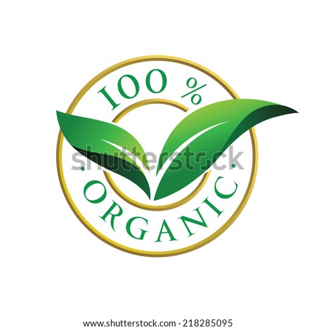 100% organic sign with green leaves Vector 100% organic sign with green leaves Vector