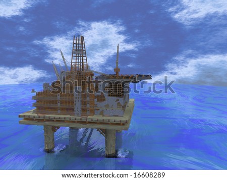 Oil rig in the middle of the ocean