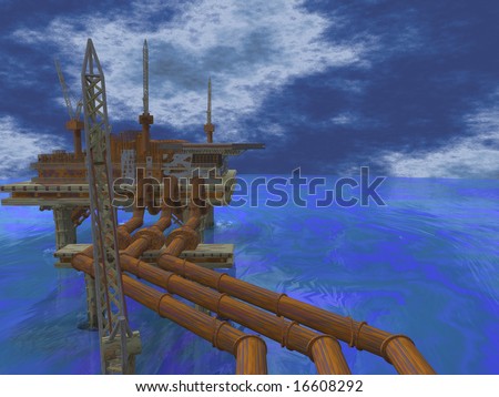 Oil rig in the middle of the ocean