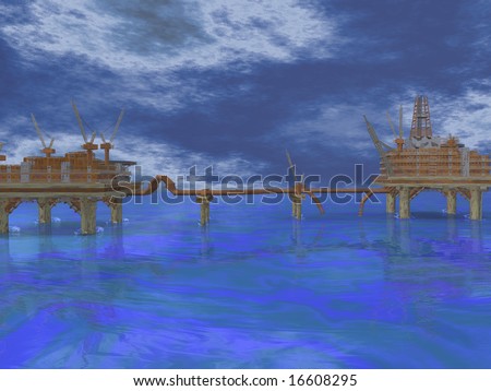 Oil rigs in the middle of the ocean