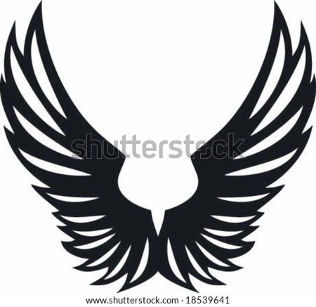 Eagle Wings Drawing on Vectorial Big Spread Eagle Two Wings Design Stock Vector 18539641
