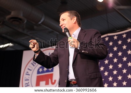 DES MOINES, IOWA-OCTOBER 31, 2015:  Ted Cruz speaks at the Republican Growth and Opportunity party in Des Moines, Iowa