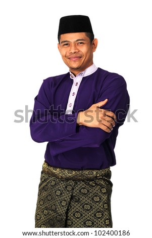Logo Design Baju on Asian Muslim Male In Traditional Malay Costume  Baju Melayu