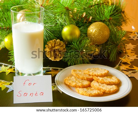 Cookies and milk for Santa Claus. toned, selective focus