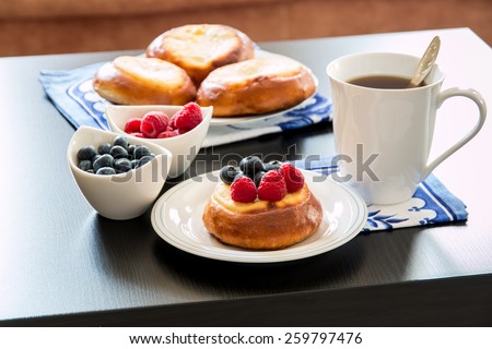 Cottage cheese pastry pies, vatrushka in Russian cuisine.  selective focus