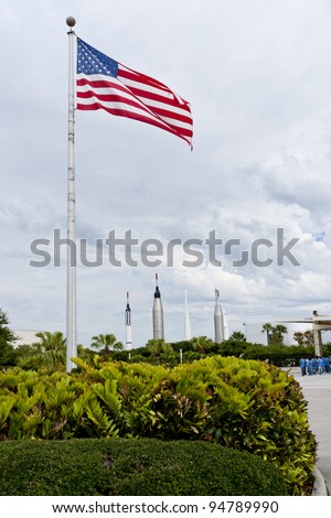 FLORIDA, USA - JUNE 4: The Rocket Garden at Kennedy Space Center features authentic rockets from past space explorations on June 4, 2010 in Orlando, Florida.