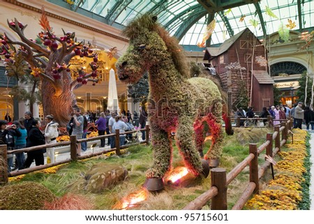 LAS VEGAS - NOVEMBER 20:  Fall season in Bellagio Hotel  Conservatory & Botanical Gardens on November 20, 2011 in Las Vegas.  There are five seasonal themes that the Conservatory undergoes each year.