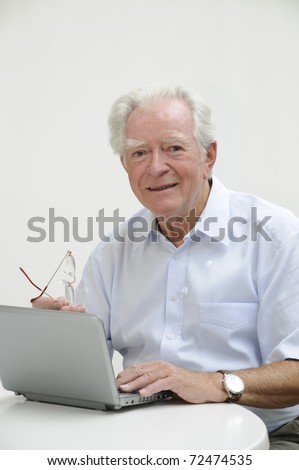 Old man and netbook