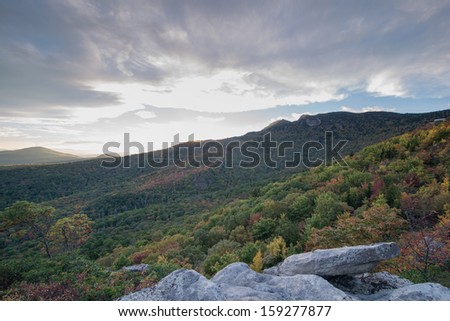 Blue Ridge Mountains sunset at the Rough Ridge Overlook off the Blue Ridge Parkway near Blowing Rock North Carolina