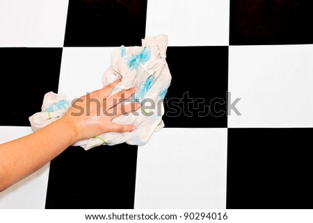 wiping wall checkerboard pattern