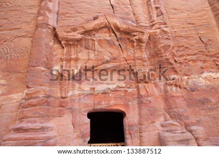 First Century Lost City of Petra, Jordan, carved out of red rock