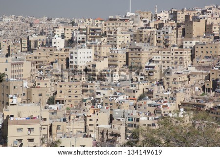 The city of Amman, Jordan, as viewed from the old city of the Citadel