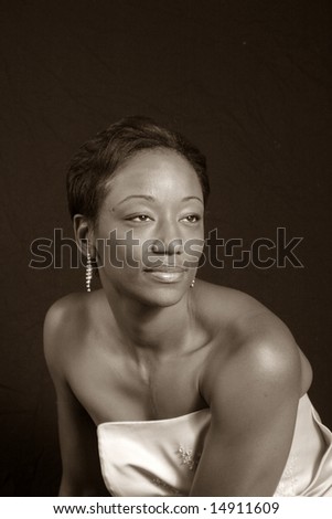 Lovely black woman in black and white