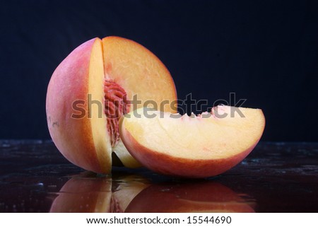 Peach sliced open