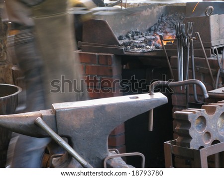 Blacksmith\'s anvil and shop