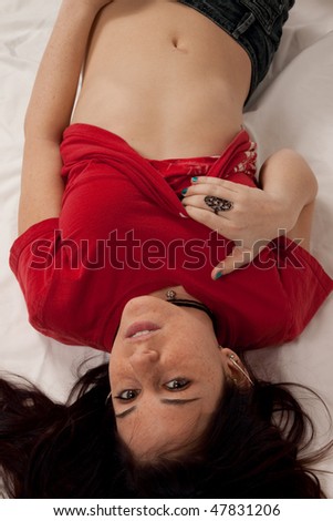 woman on bed with shirt pulled up reap fuck young girl hot reap