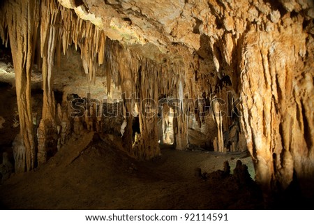 Underground cave in Virginia, with stalagmites and stalactites