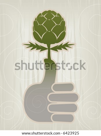 thumbs up icon. stock vector : Stylized Green Thumb and Flower/Thumbs Up Concept Icon; Easy-