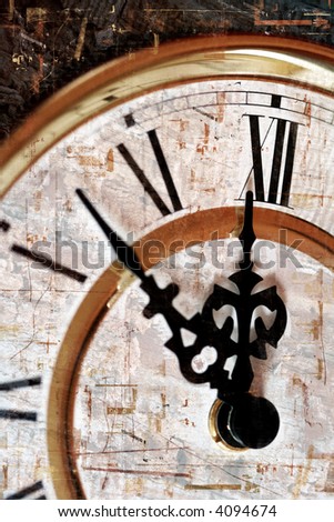 Grungy, old clock face.