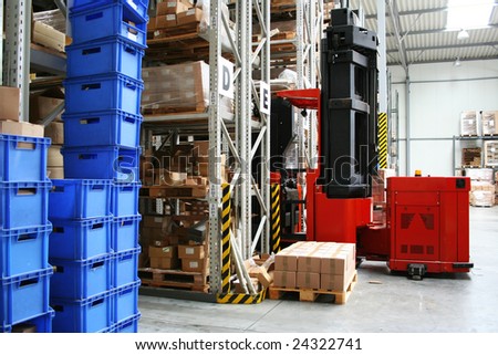 Warehouse with pallet truck