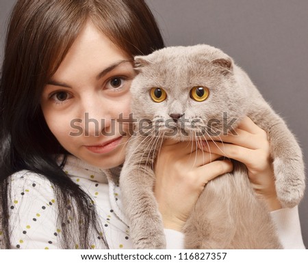 portrait of girl with cat