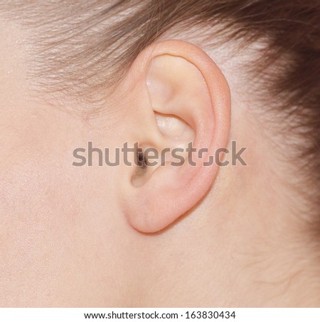 close up of woman ear