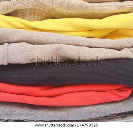 close up of folded color clothes