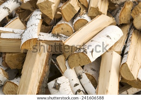 pile of a birch firewood