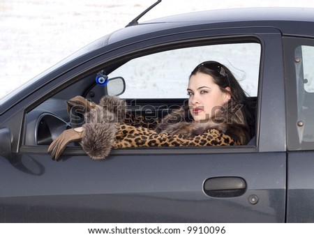 beauty woman sitting in the car