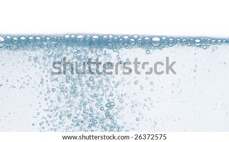 bubbles in water over white background
