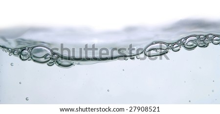 wave and bubbles over white