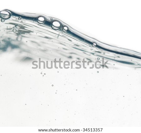 wave and bubbles isolated on white