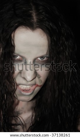 close up portrait of scary woman