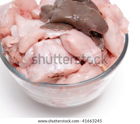 raw rabbit meat on white