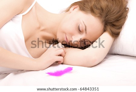 close up shot of beautiful sleeping woman