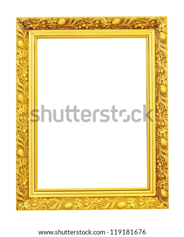 The yellow wooden photo frame isolated on white