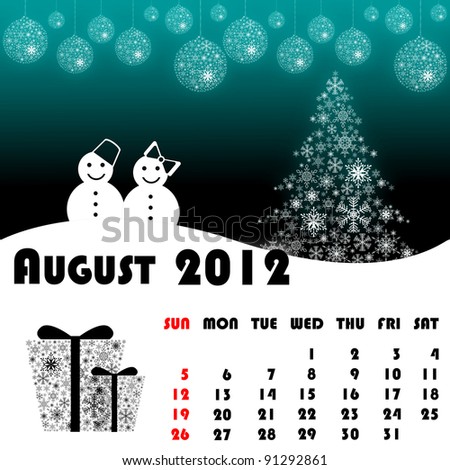 New year calendar 2012 August