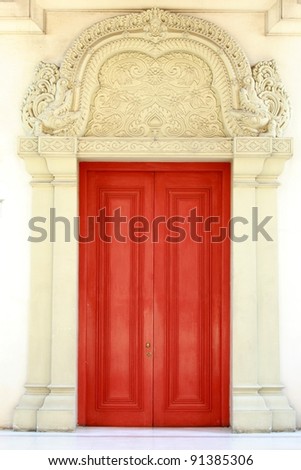 traditional old wooden Thai door