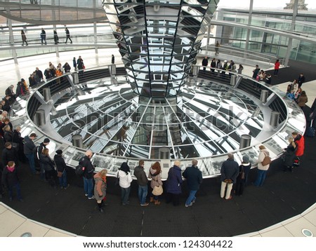 BERLIN,GERMANY- NOVEMBER 18:German Reichstag, is the first in the world to be as environmentally friendly as parliaments, it works completely with renewable energy on18,2012 in Berlin -Germany
