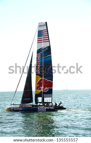 NAPLES, ITALY - APRIL 18: second appointment to Naples for America\'s  Cup world series takes place in the Bay of Naples on April 18, 2013 in Naples
