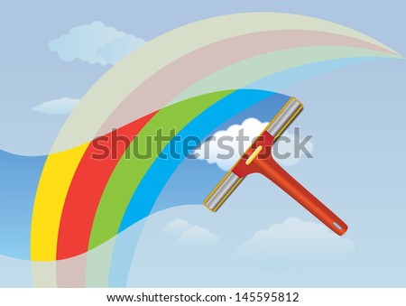 brush washer that cleans the glass and discover the rainbow and the sky