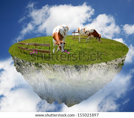 concept of organic farming with cows free from contamination